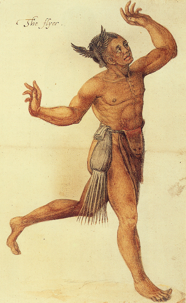 Original title:    Description English: Man of the Secotan Indians in North Carolina. Watercolour painted by John White in 1585. Deutsch: Mann der Secotan-Indianer in North Carolina. Aquarell von John White aus dem Jahr 1585. Date 1585(1585) Source British Museum, London Author John White, explorer and artist

